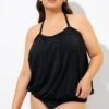 Soild Black Sexy Loose Bandeau Tankini Top 1 Soild Black Sexy Loose Bandeau Tankini Top -Meetcurve Shop dsc09440