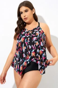 Multi Vintage Print Lady Tankini Top -Meetcurve Shop dsc09645
