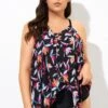 Multi Vintage Print Lady Tankini Top -Meetcurve Shop dsc09650