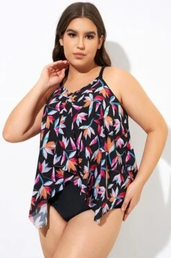 Multi Vintage Print Lady Tankini Top -Meetcurve Shop dsc09667
