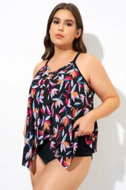 Multi Vintage Print Lady Tankini Top -Meetcurve Shop dsc09681